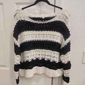 Anthropologie Black and White Striped Women's Sweater